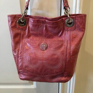 Coach Alex Raspberry Patent Leather Shoulder Bag 14265 Vintage Special Edition